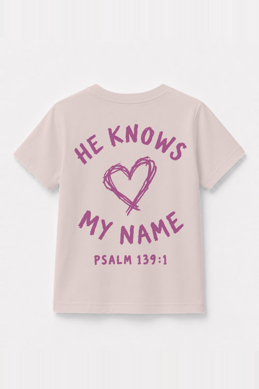 Kinder T-Shirt „He knows my name (Heart)“ in Rosa