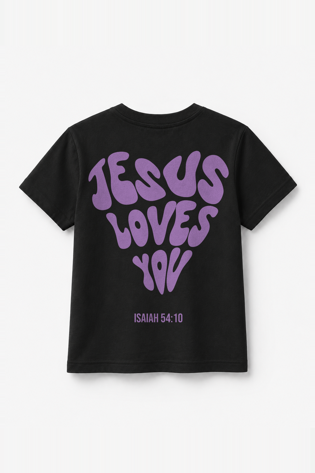 Jesus loves you Kinder-T-Shirt Schwarz, Rückenprint