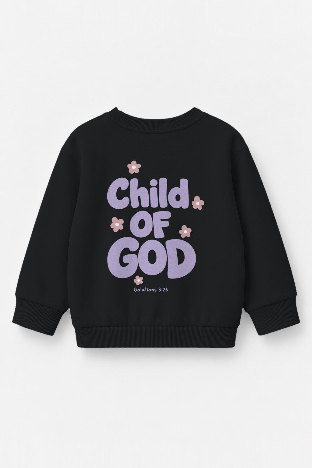 Kinder-Sweater „Child of God (Lila)“ in Schwarz