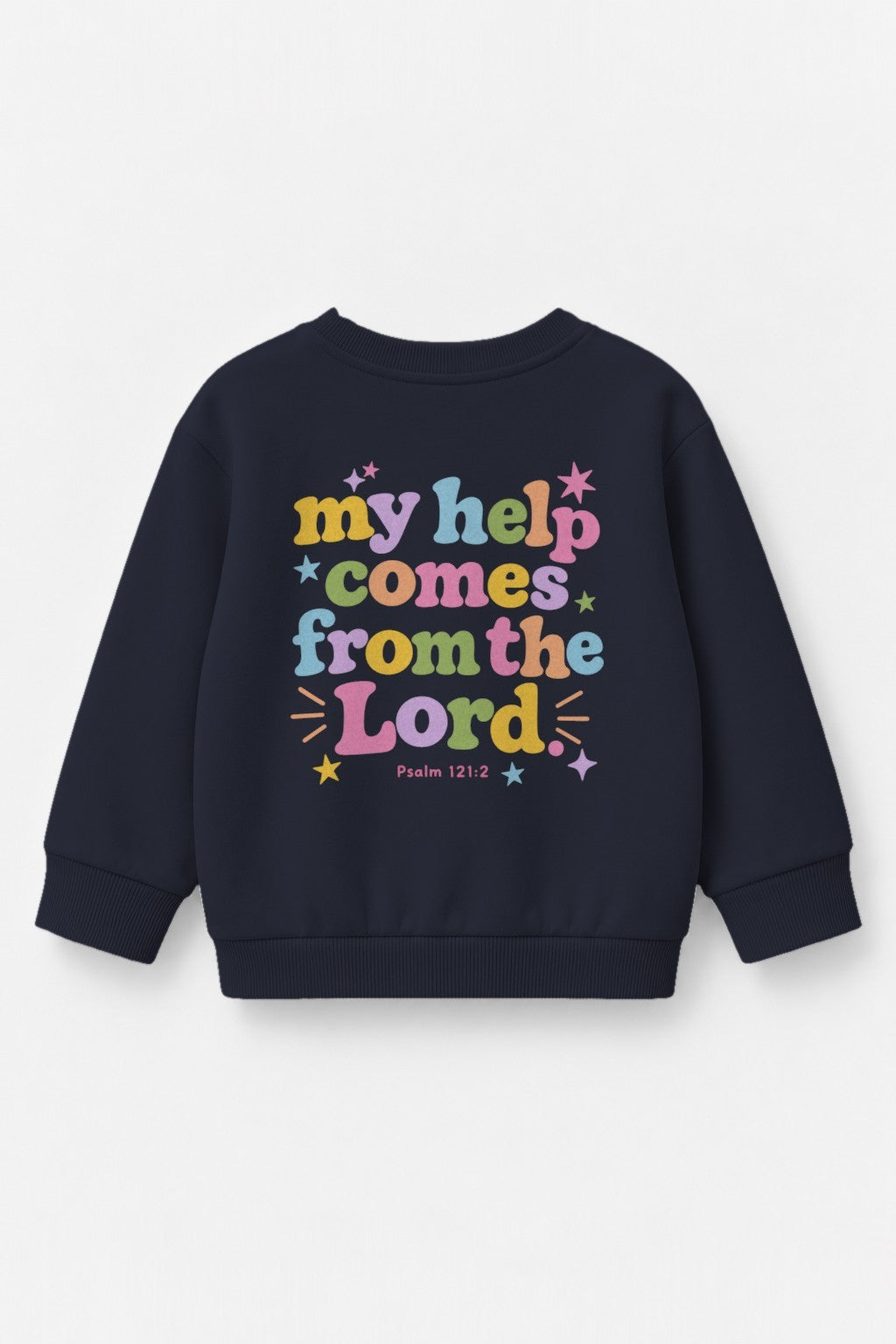 Kinder-Sweater „My help comes from the Lord“ in Navy