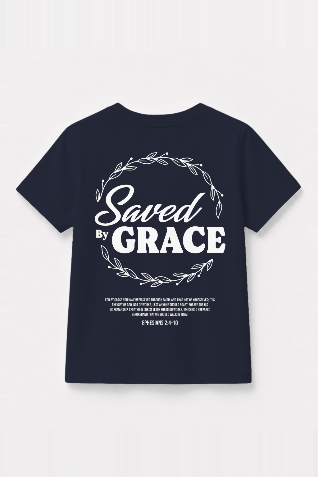 Saved by Grace Kinder-T-Shirt Navy, Rückenprint