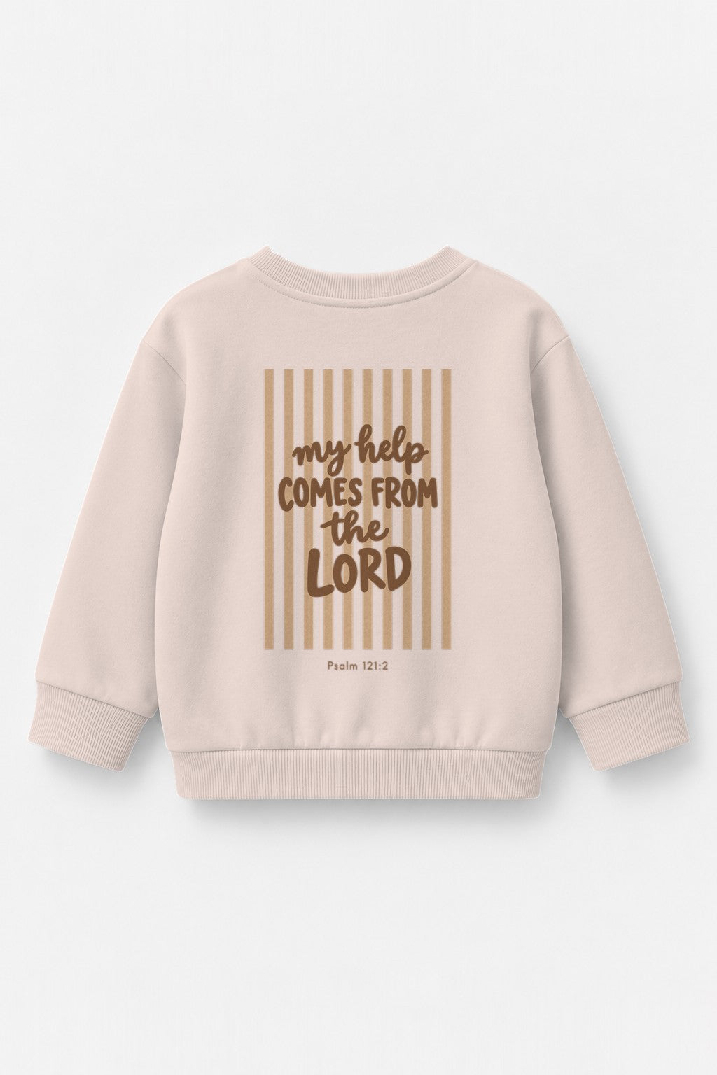 Kinder-Sweater „My help comes from the Lord (Streifen)“ in Rosa