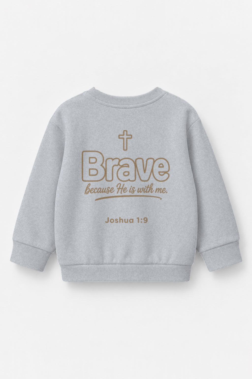 Brave because He is with me Kinder-Sweater in Grau meliert