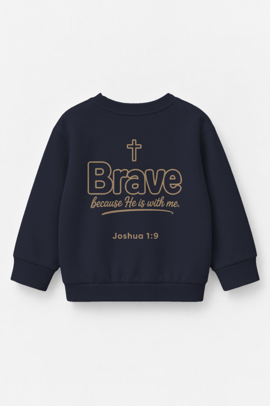 Brave because He is with me Kinder-Sweater in Navy