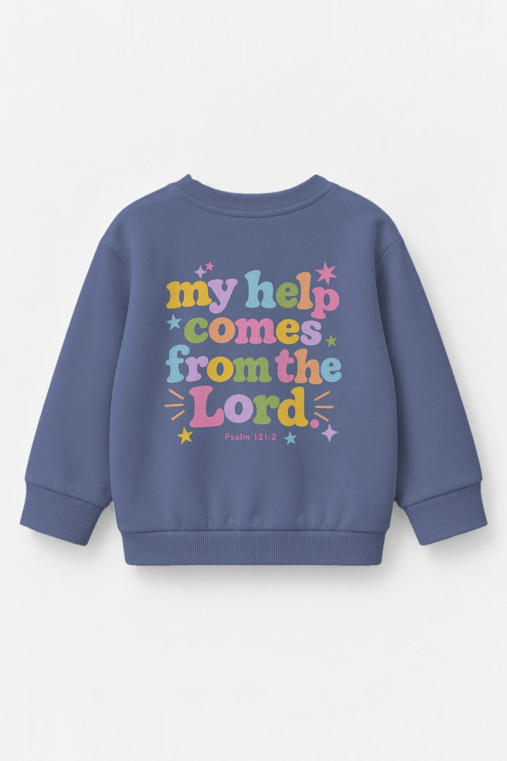 Kinder-Sweater „My help comes from the Lord“ in Blau