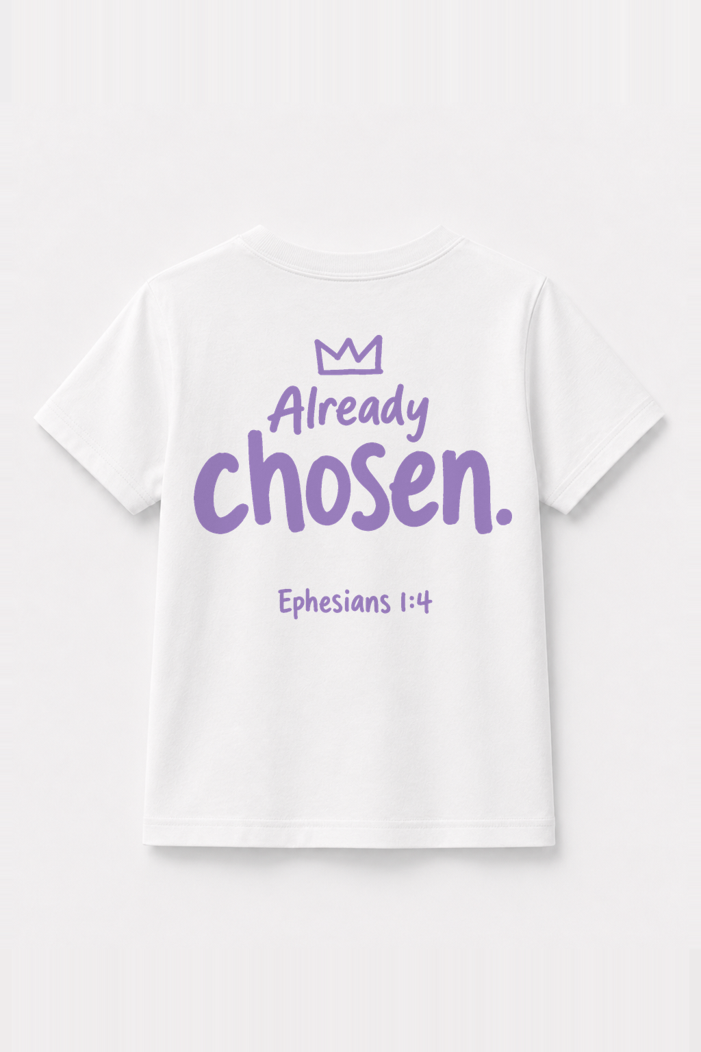 Already chosen. Kinder-T-Shirt Weiß, Rückenprint