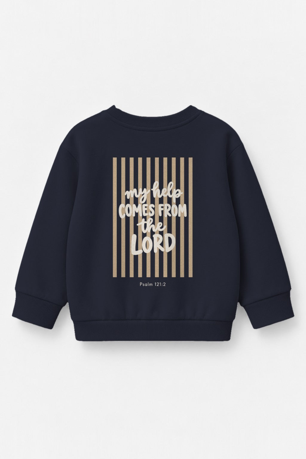 Kinder-Sweater „My help comes from the Lord (Streifen)“ in Navy