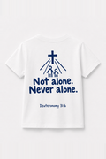Not Alone. Never Alone. Kinder-T-Shirt Weiß, Rückenprint