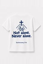 Not Alone. Never Alone. Kinder-T-Shirt Weiß, Rückenprint