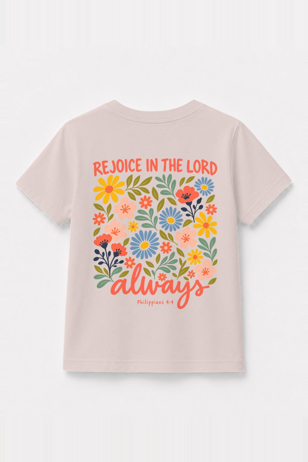 Kinder T-Shirt „Rejoice in the Lord always“ in Rosa