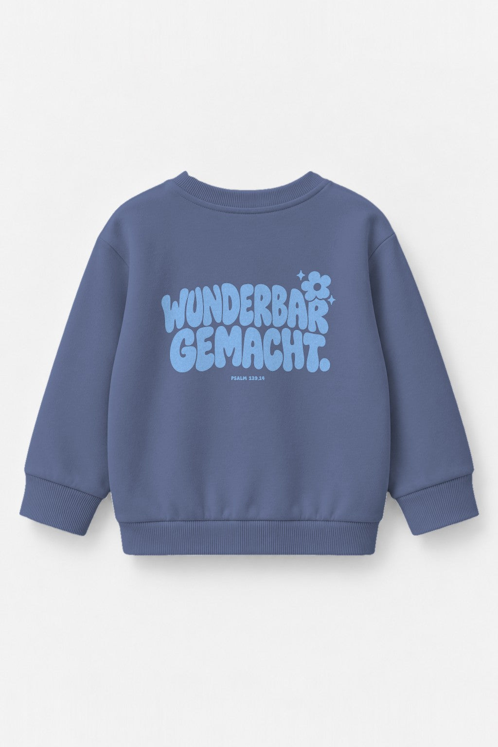 Kinder-Sweater Wunderbar gemacht mit blauem Druck in Blau, Rückendruck
