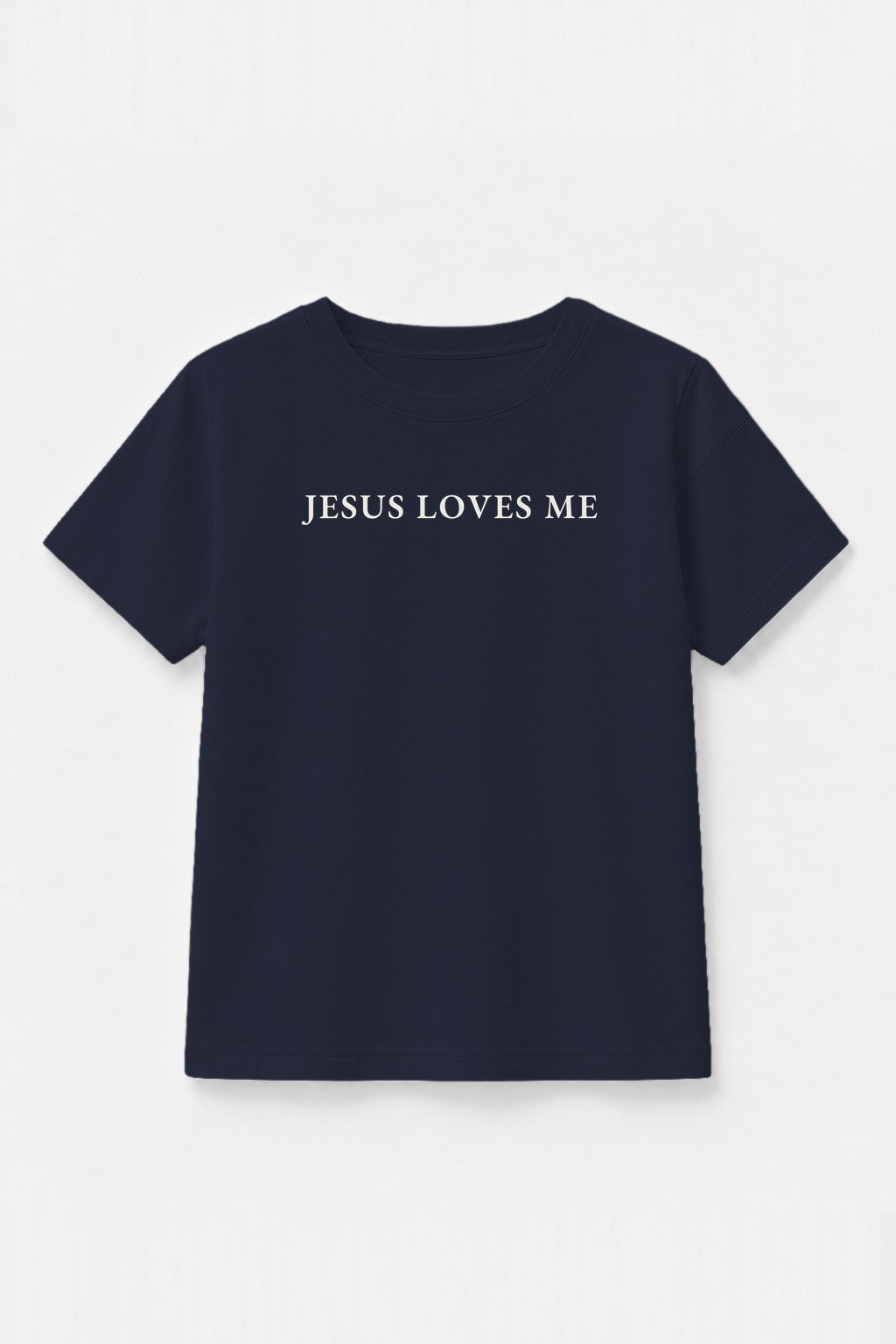 Kinder T-Shirt „Jesus loves me“ in Navy