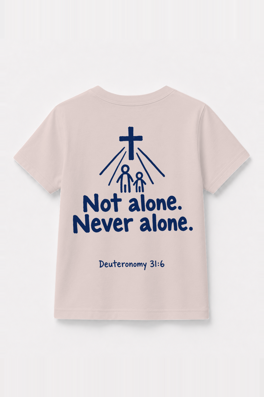 Not Alone. Never Alone. Kinder-T-Shirt Rosa, Rückenprint