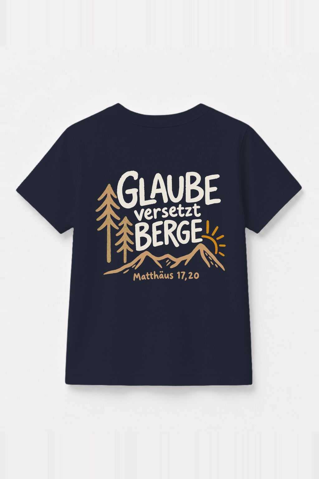 Kinder T-Shirt „Glaube versetzt Berge“ in Navy