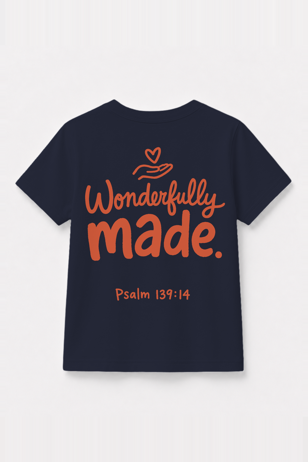 Wonderfully Made Kinder-T-Shirt Navy, Rückenprint