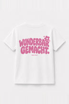 Kinder T-Shirt „Wunderbar gemacht.“ in Weiß