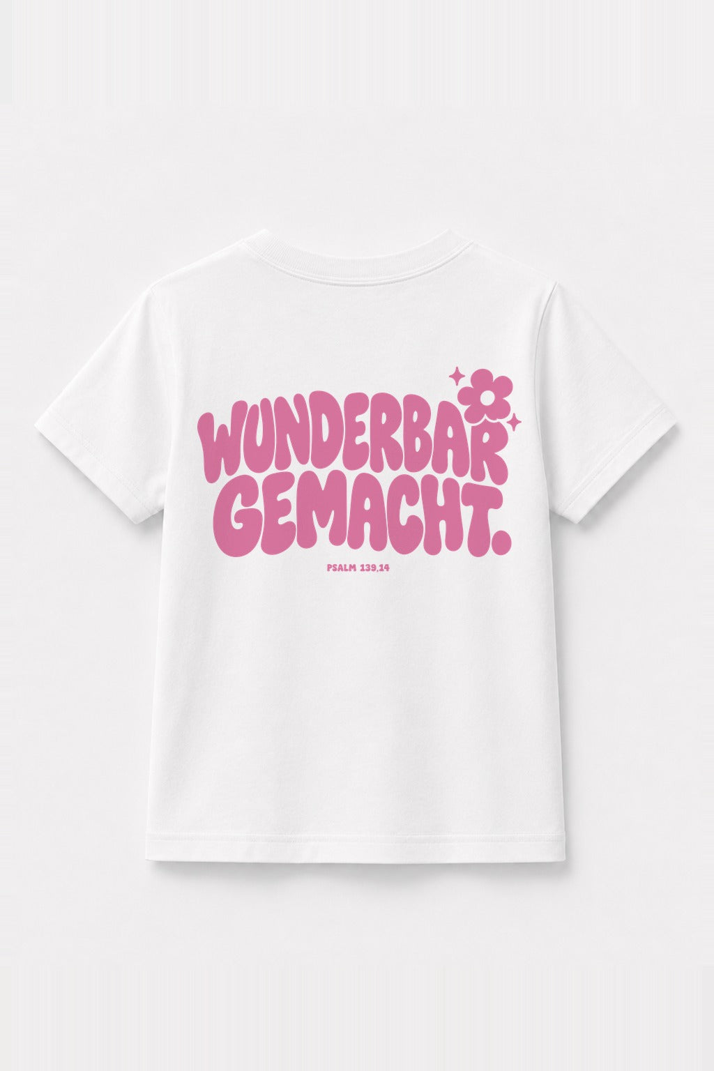 Kinder T-Shirt „Wunderbar gemacht.“ in Weiß