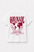 God made Kinder-T-Shirt Weiß, Rückenprint