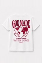 God made Kinder-T-Shirt Weiß, Rückenprint