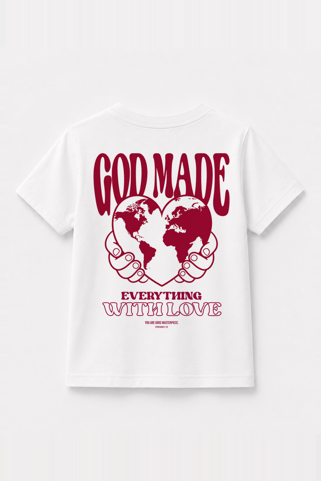 God made Kinder-T-Shirt Weiß, Rückenprint