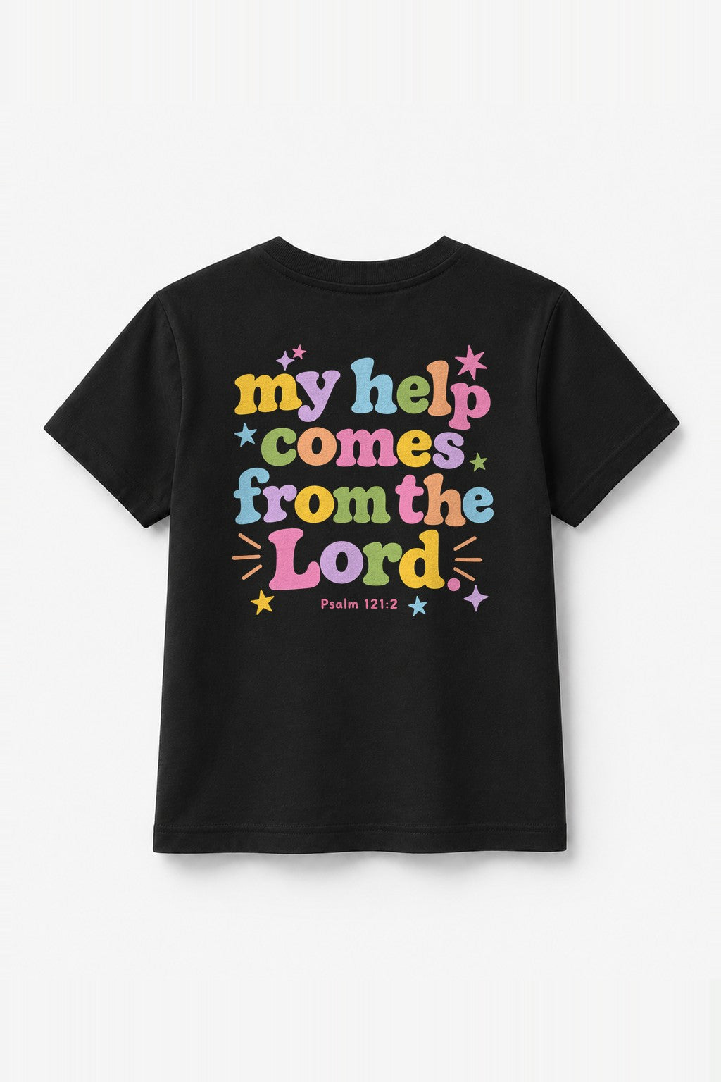Kinder T-Shirt „My help comes from the Lord“ in Schwarz