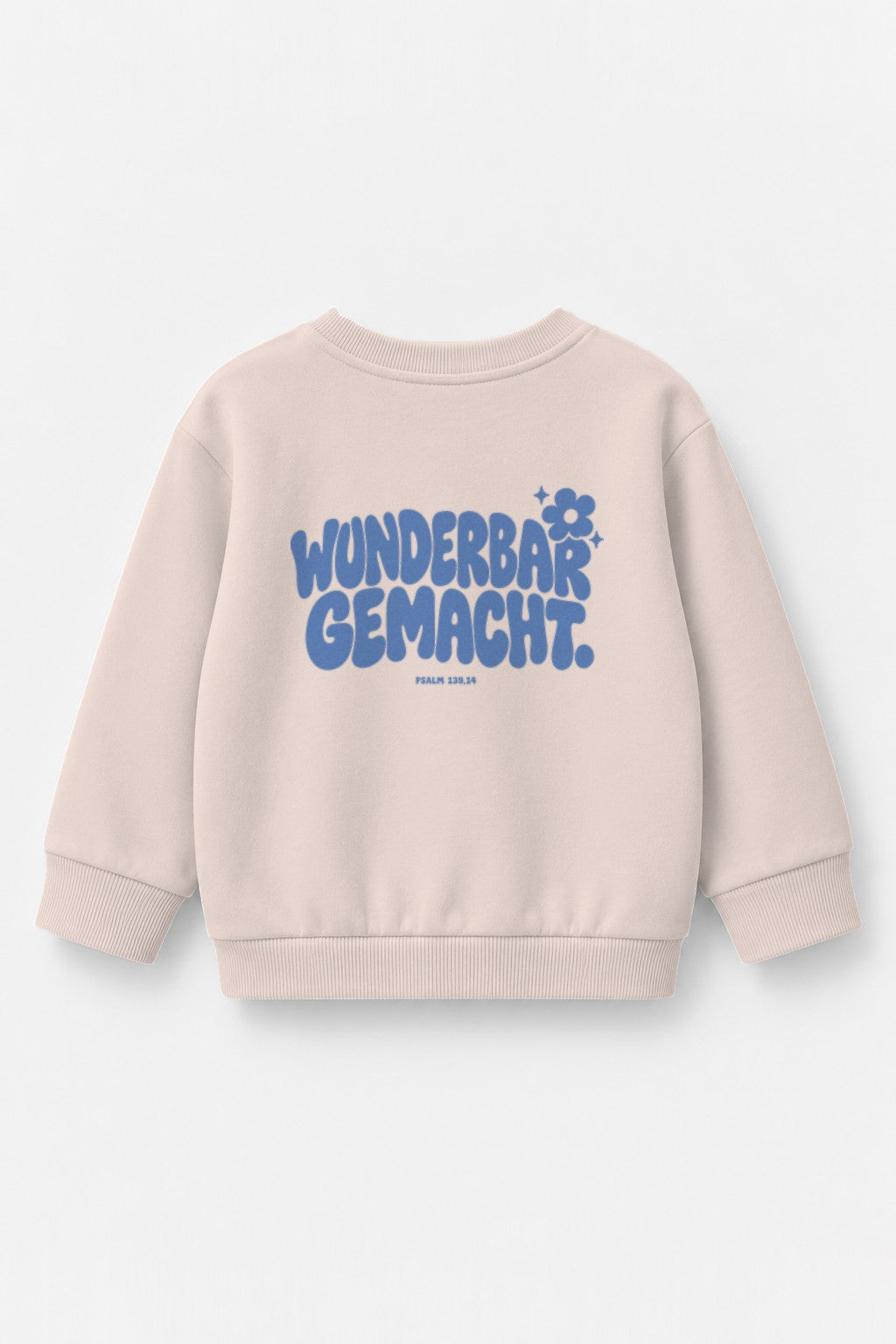 Kinder-Sweater Wunderbar gemacht mit blauem Druck in Rosa, Rückendruck