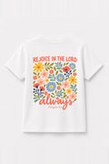 Kinder T-Shirt „Rejoice in the Lord always“ in Weiß