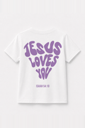 Jesus loves you Kinder-T-Shirt Weiß, Rückenprint