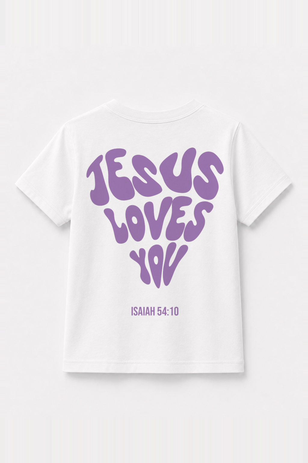 Jesus loves you Kinder-T-Shirt Weiß, Rückenprint