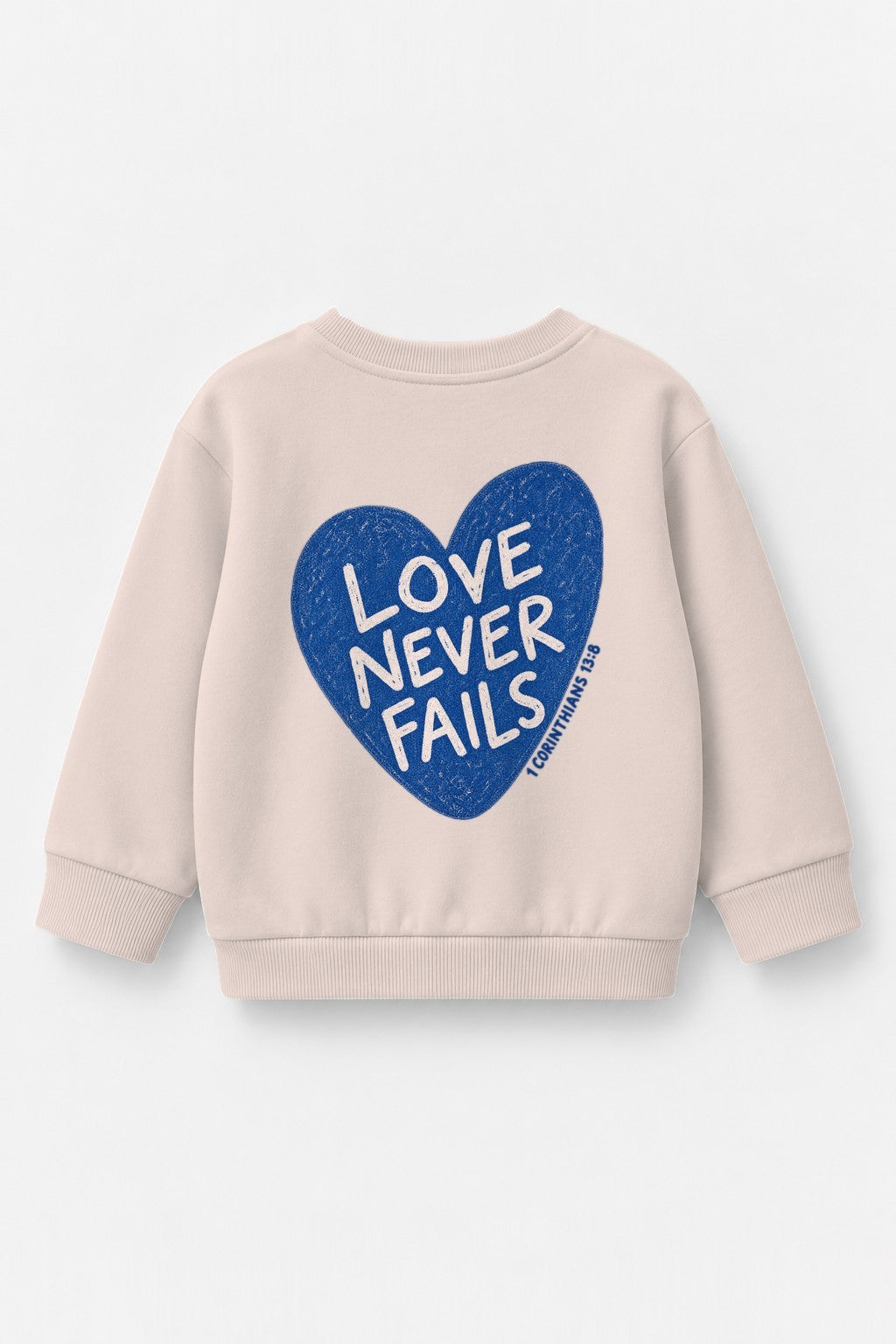Kinder-Sweater „Love never fails (Herz)“ in Rosa