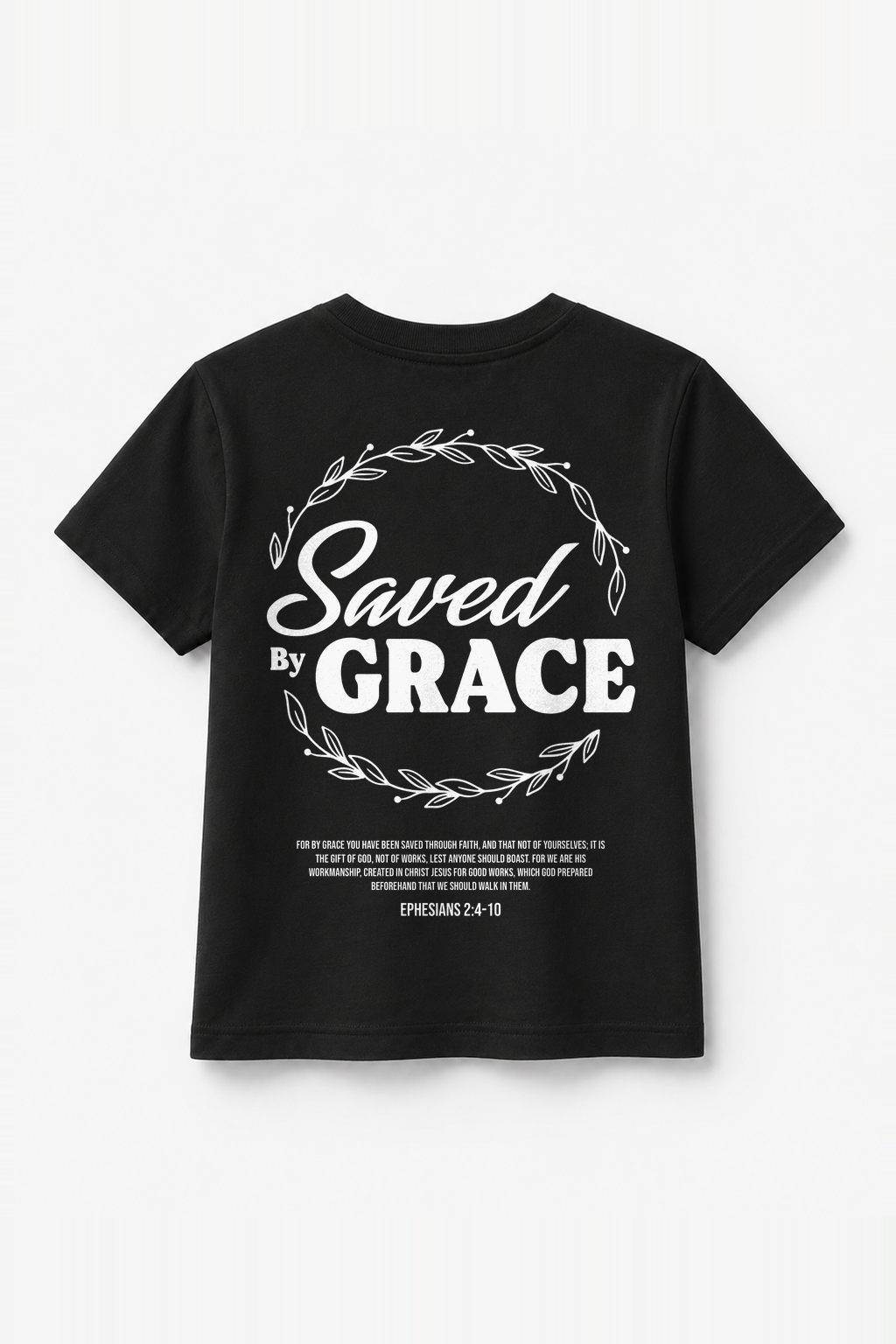 Saved by Grace Kinder-T-Shirt Schwarz, Rückenprint