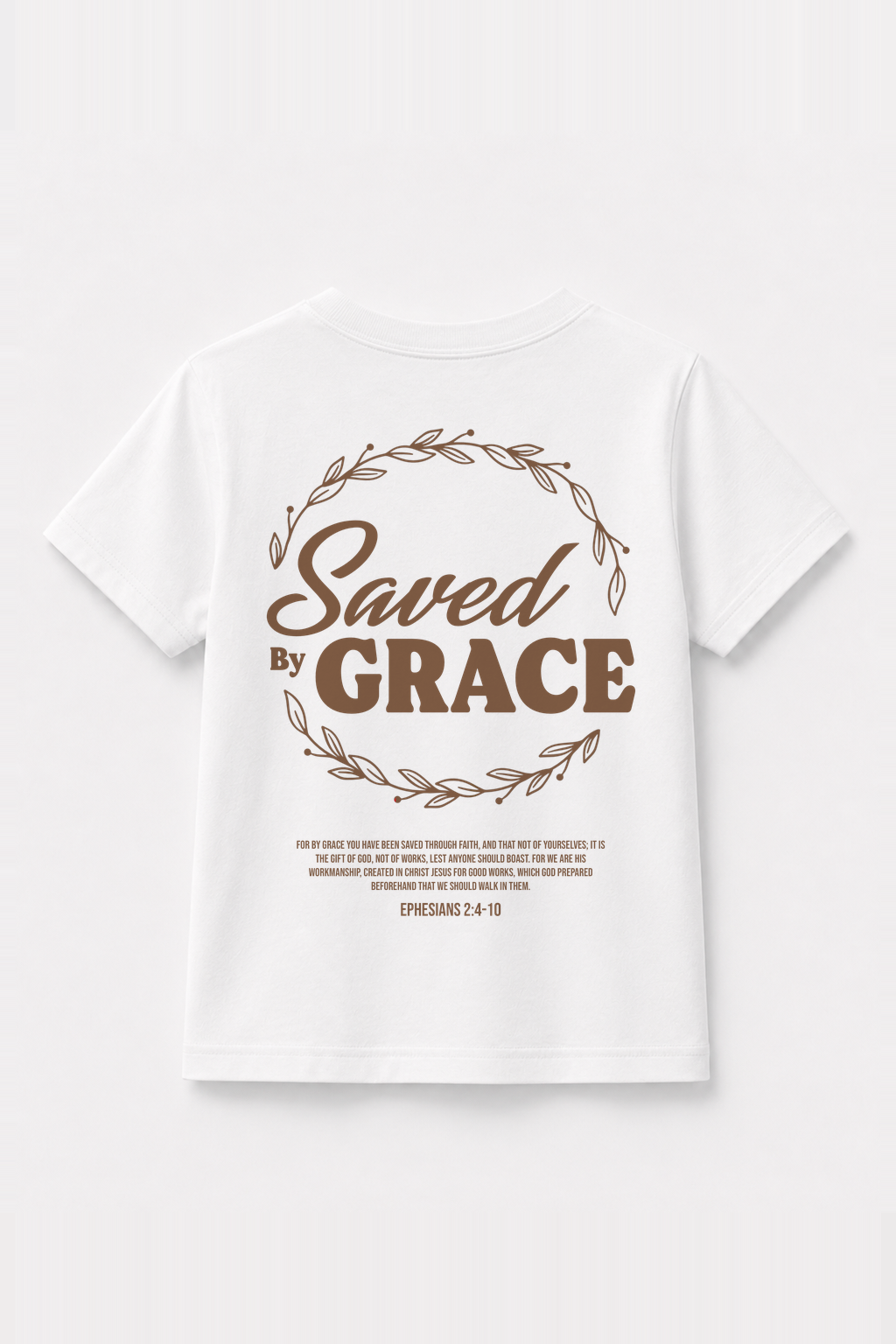 Saved by Grace Kinder-T-Shirt Weiß, Rückenprint