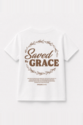 Saved by Grace Kinder-T-Shirt Weiß, Rückenprint