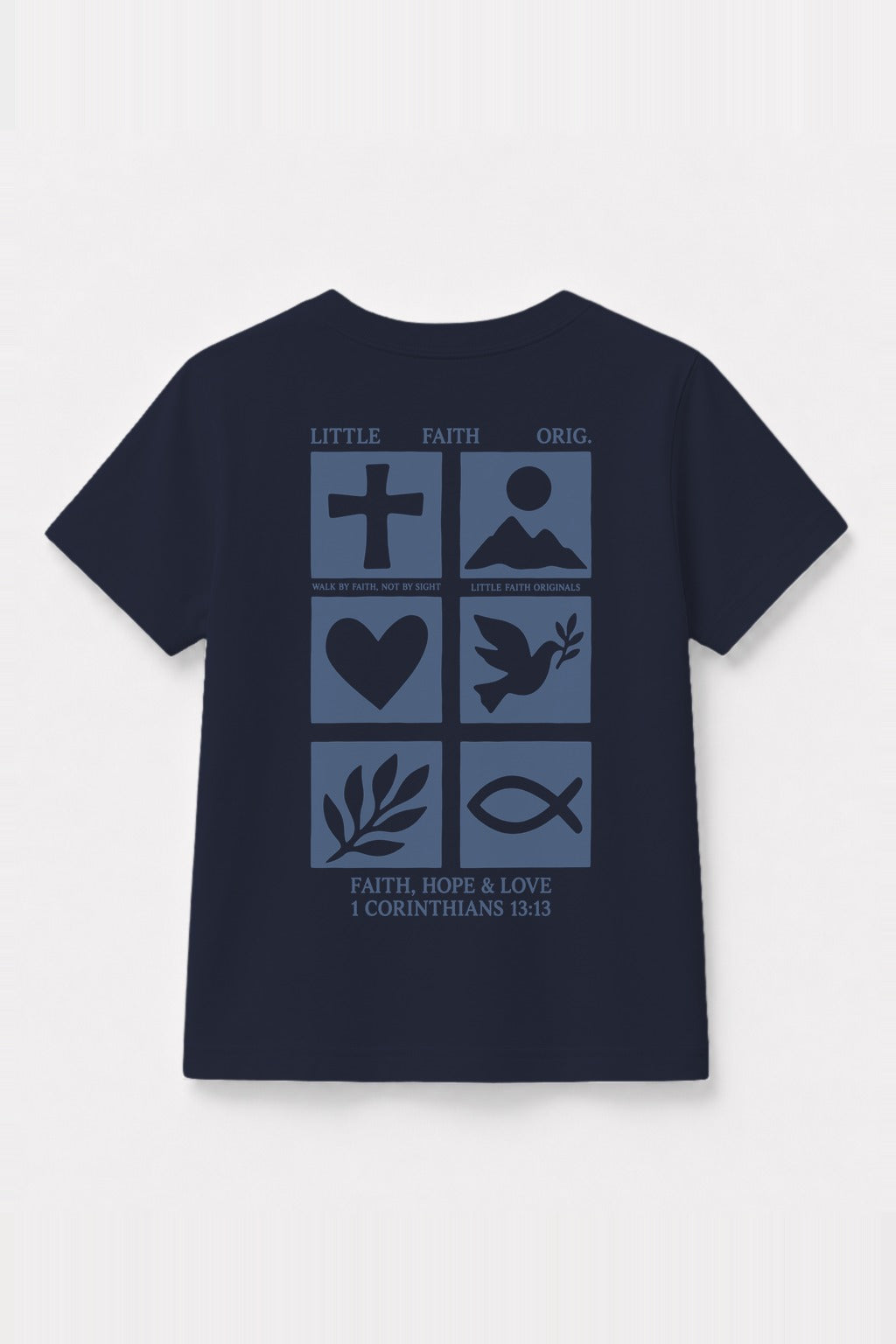Kinder T-Shirt „Faith, Hope & Love“ in Navy