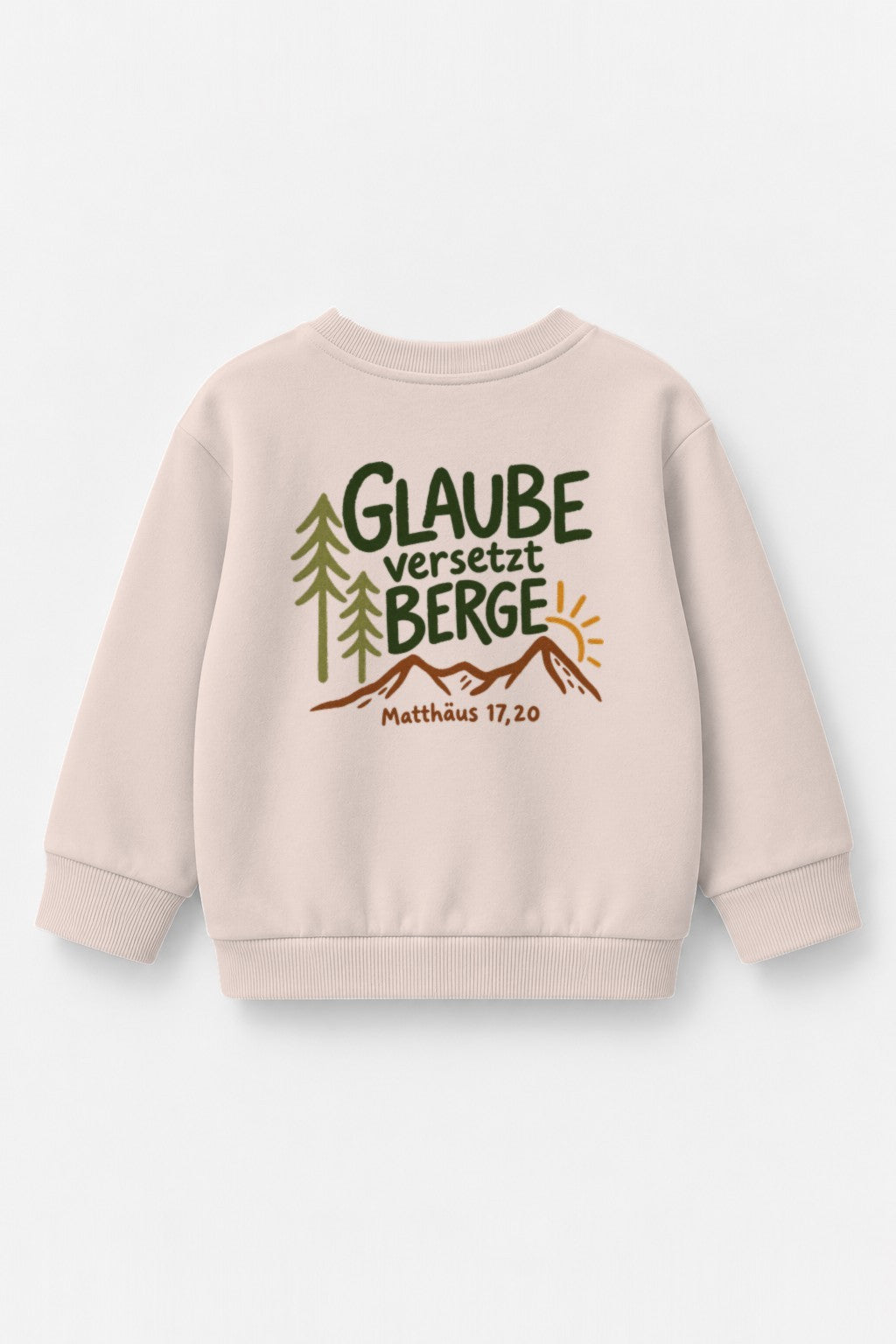 Kinder-Sweater „Glaube versetzt Berge“ in Rosa
