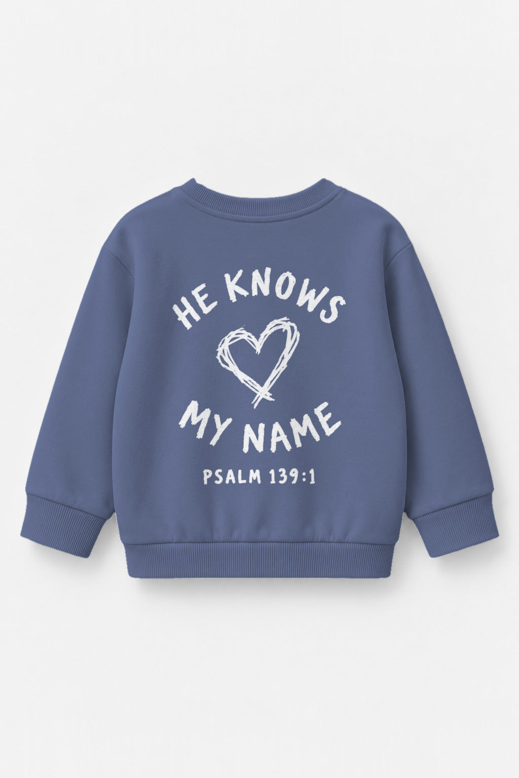 He knows my name (Heart) Kinder-Sweater in Blau