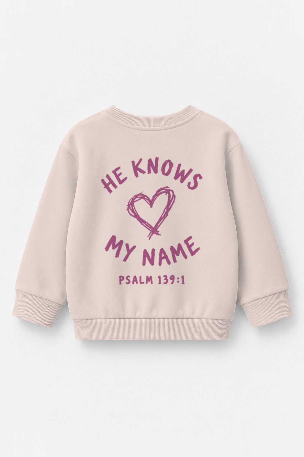 He knows my name (Heart) Kinder-Sweater in Rosa