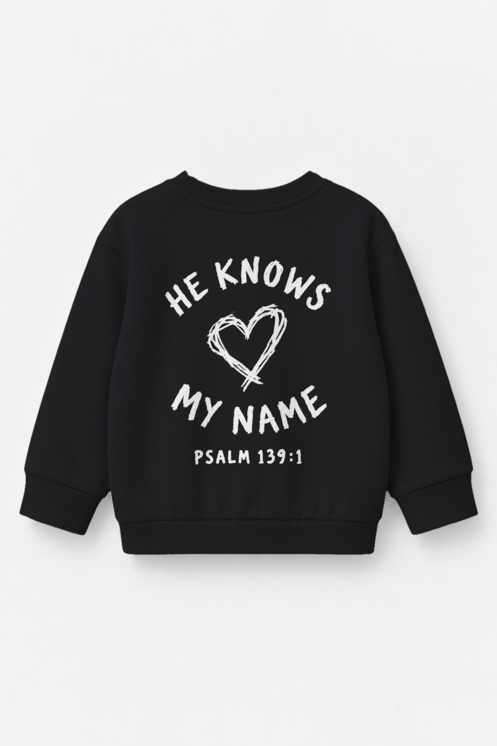 He knows my name (Heart) Kinder-Sweater in Schwarz