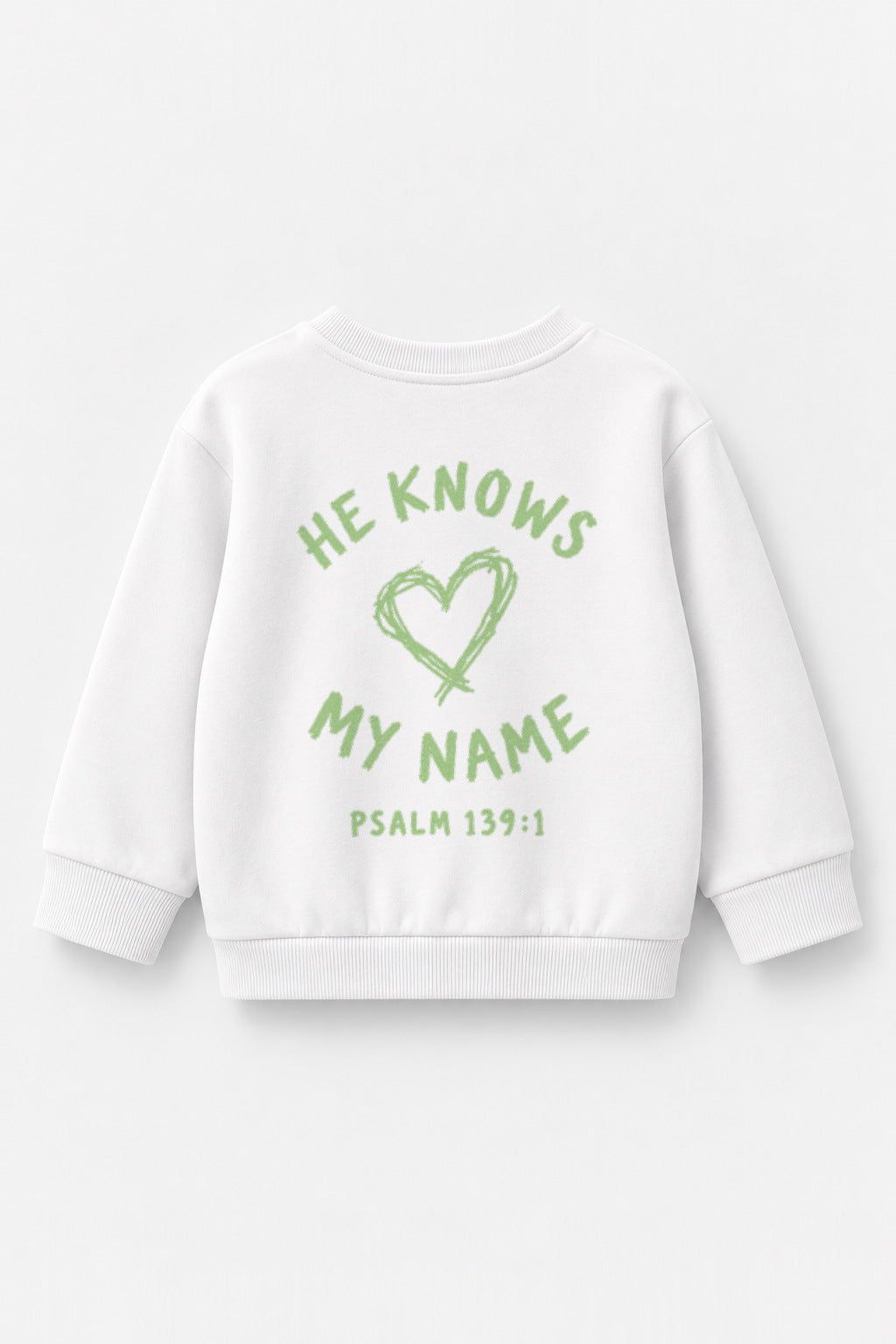 He knows my name (Heart) Kinder-Sweater in Weiß