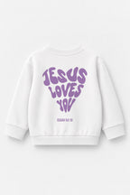 Jesus loves you Kinder-Sweater in Weiß