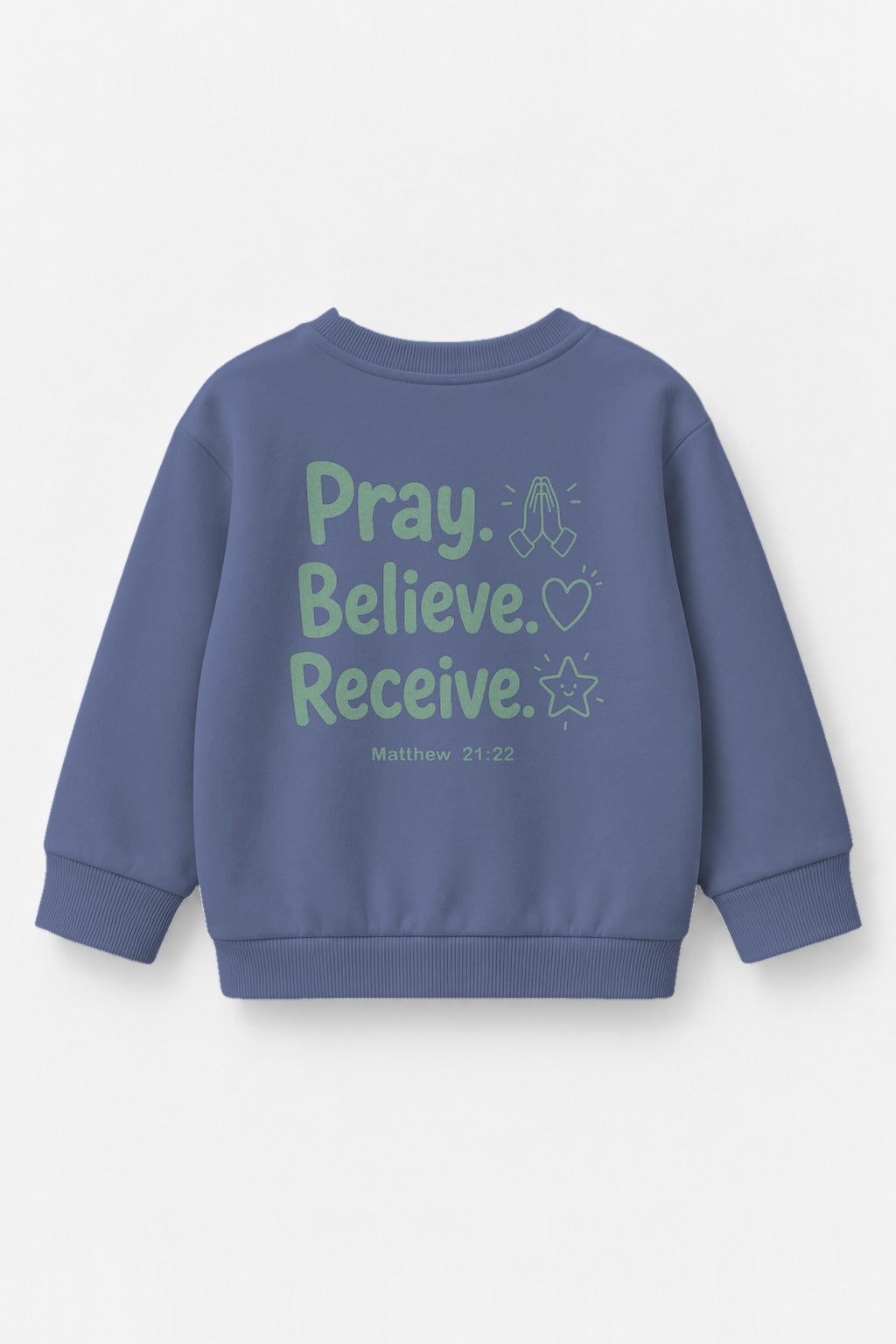 Pray. Believe. Receive. Kinder-Sweater in Blau