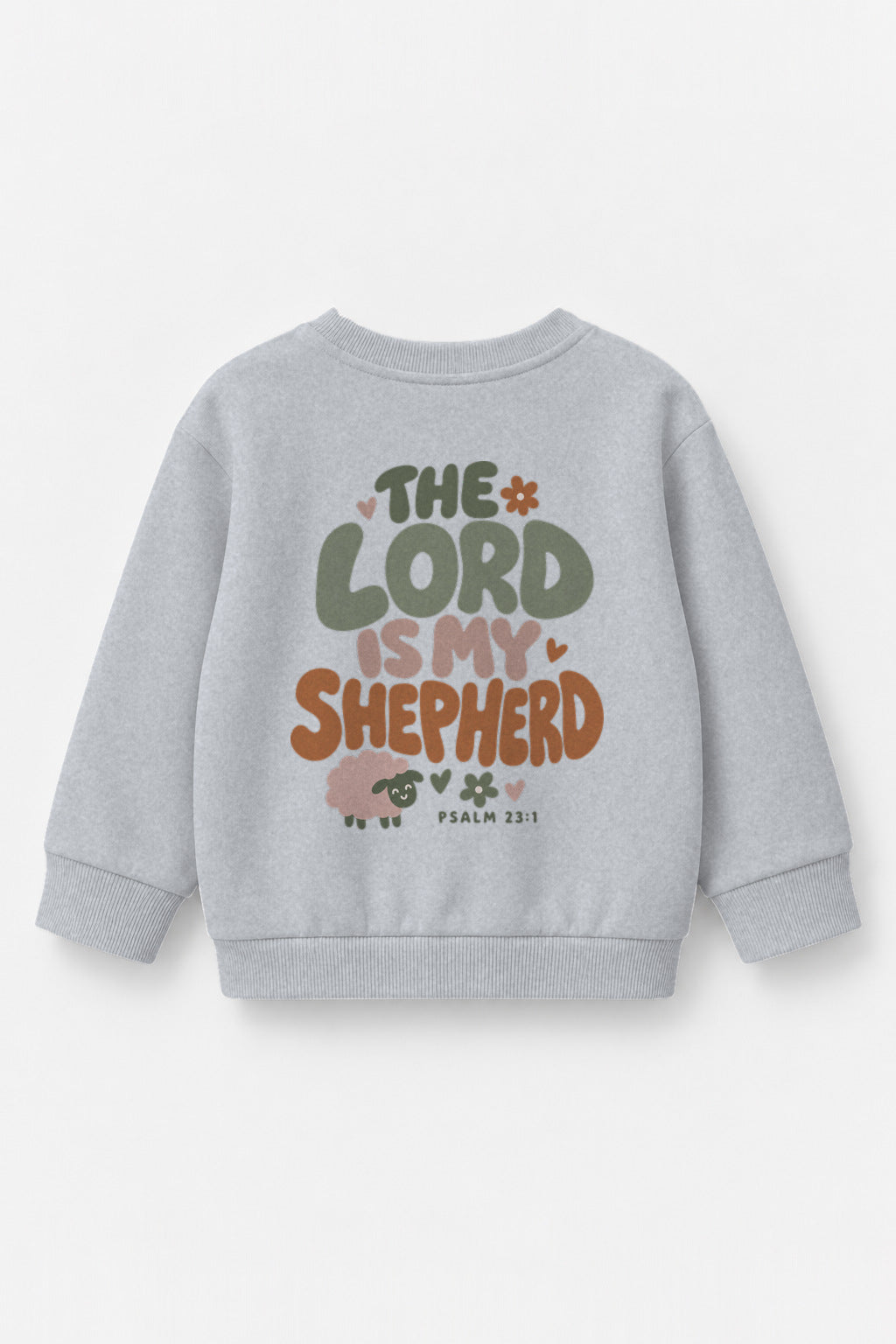 The Lord is my Shepherd Kinder-Sweater in Grau meliert